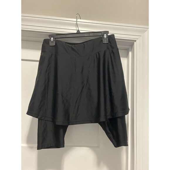 Ella M Swim skirt skort knee length Biker shorts Black Size Large Modest Swim - Picture 1 of 3